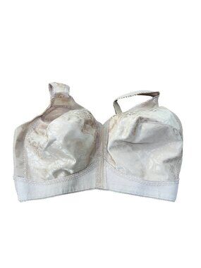 Playtex 18 Hour Beige Floral Jacquard Wire-Free Bra Womens 38DDD Full Coverage